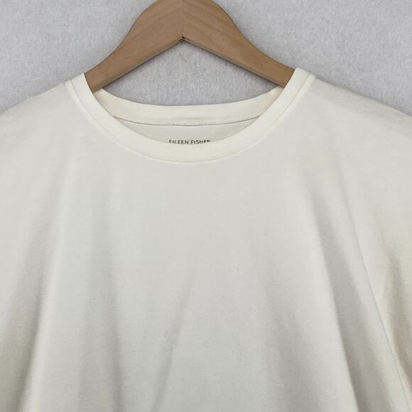 EILEEN FISHER Top S Organic Cotton Stretch Jersey Boxy Dolman Off White USA - Picture 4 of 13